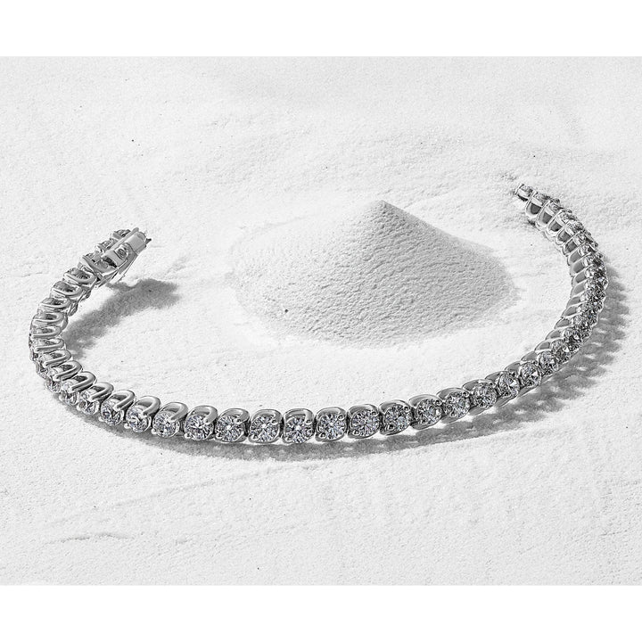 14K White Gold 1 carat Round I1 Diamond 4-prong 7 inch Tennis Bracelet