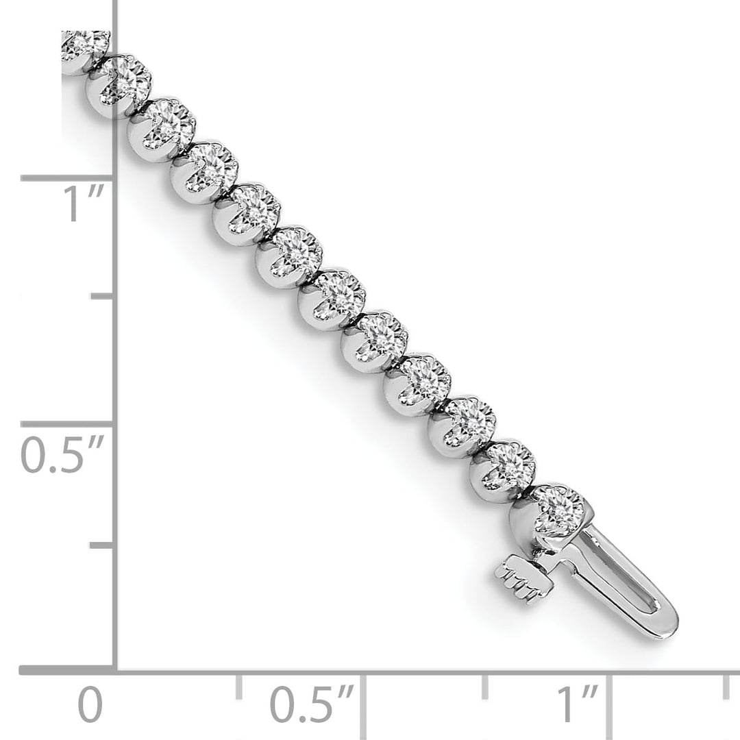 14K White Gold 1 carat Round I2 Diamond 4-prong 7 inch Tennis Bracelet