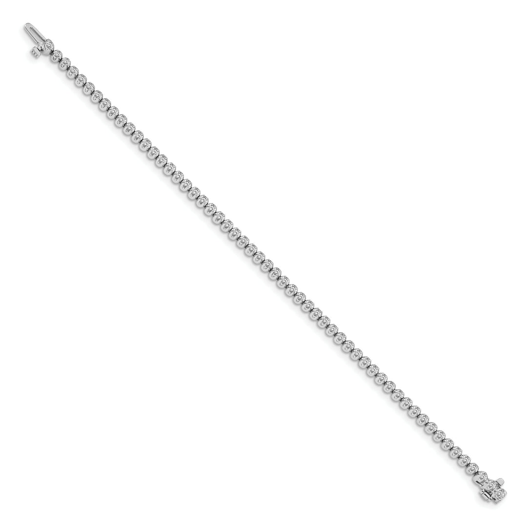 14K White Gold 1 carat Round I2 Diamond 4-prong 7 inch Tennis Bracelet