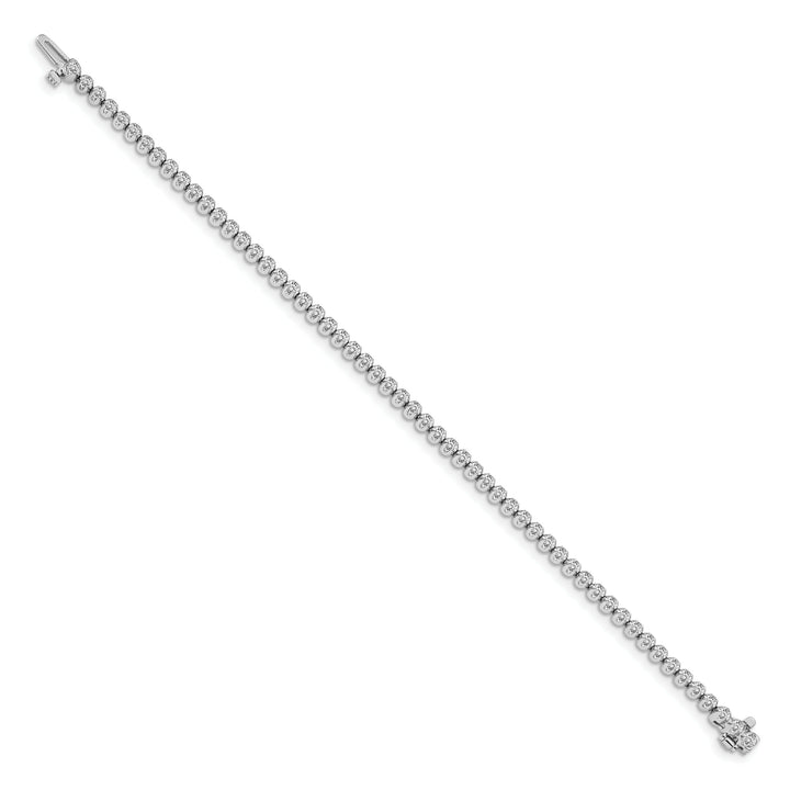 14K White Gold 1 carat Round I2 Diamond 4-prong 7 inch Tennis Bracelet