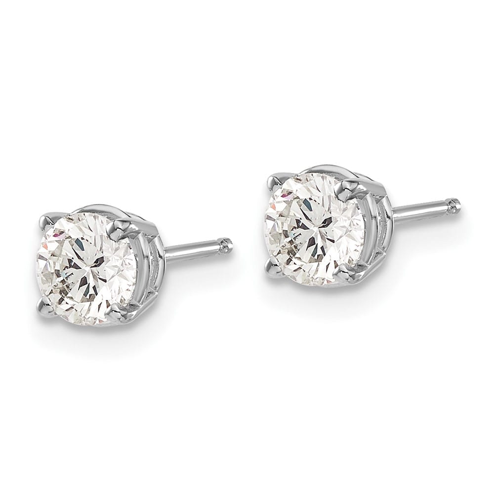 14K White Gold 1 ct I1 J-K Diamond Push Back Stud Earrings