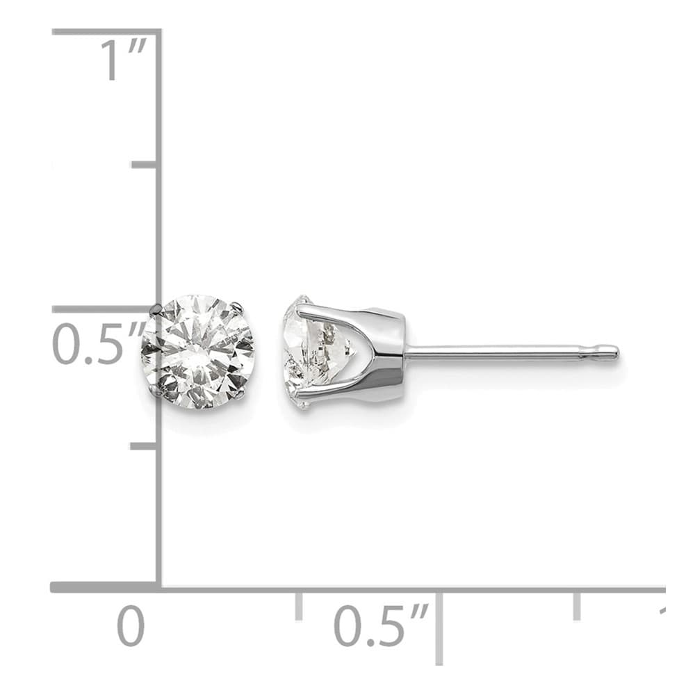 14K White Gold 1 ct I2 K-L Diamond Push Back Stud Earrings