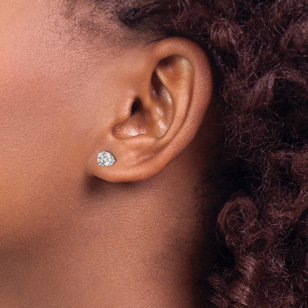 14K White Gold 1 ct I2 K-L Diamond Push Back Stud Earrings