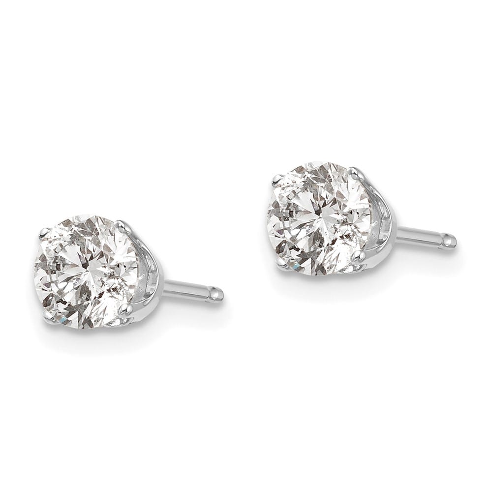 14K White Gold 1 ct I2 K-L Diamond Push Back Stud Earrings