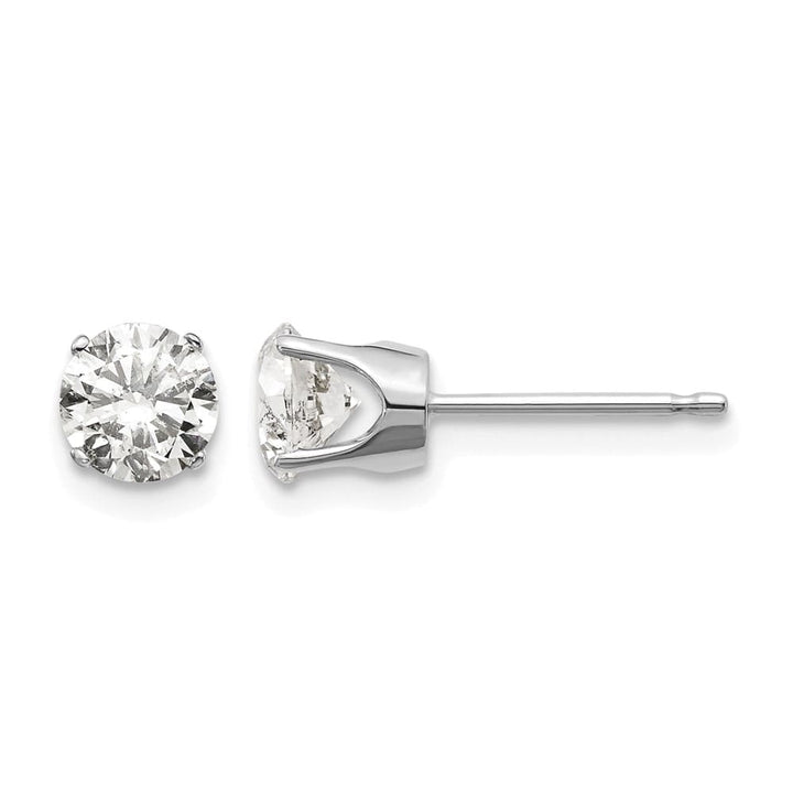 14K White Gold 1 ct I2 K-L Diamond Push Back Stud Earrings