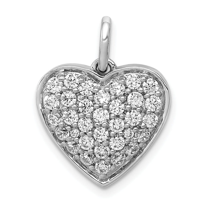 14K White Gold 1 ct Lab Grown Diamond Complete Cluster Heart Pendant