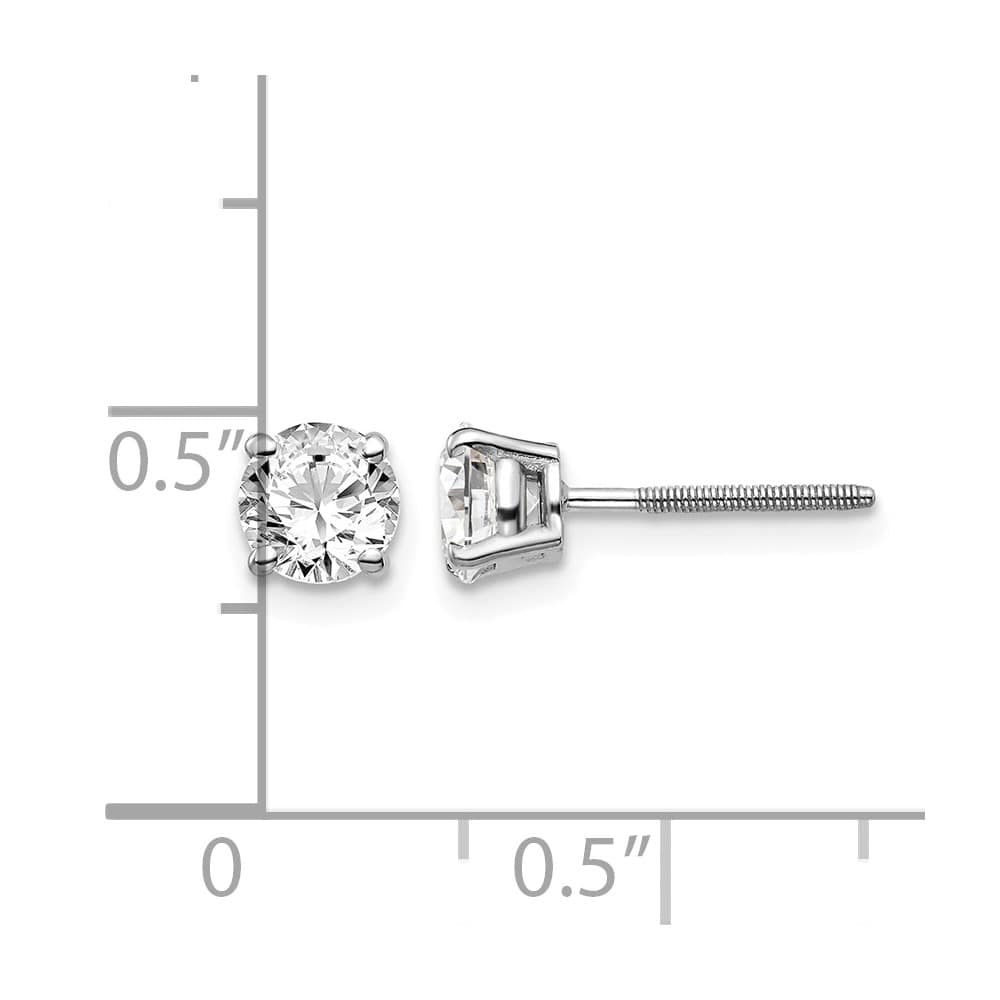 14K White Gold 1 ct SI3 G-I Diamond Screw Back Stud Earrings
