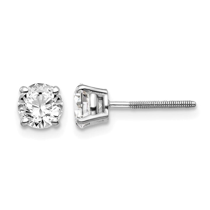14K White Gold 1 ct SI3 G-I Diamond Screw Back Stud Earrings