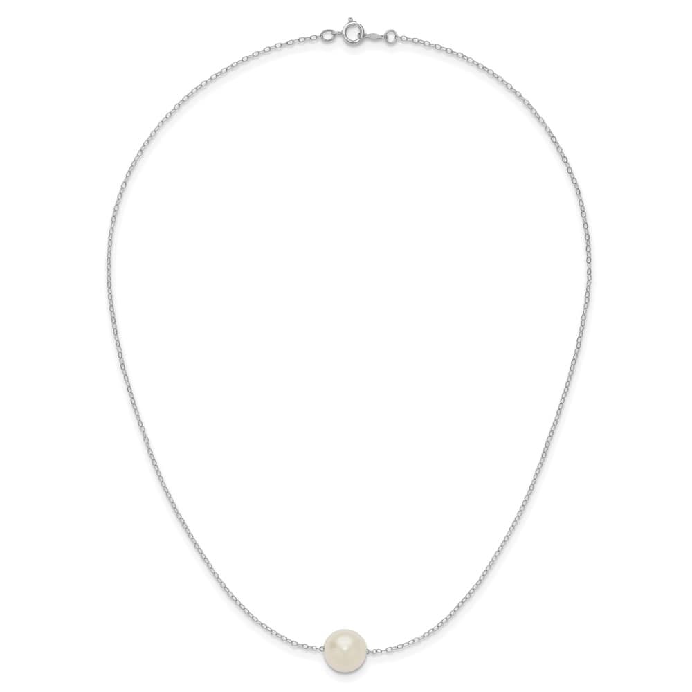 14K White Gold 10-11mm White Round Cultured Pearl 17 inch Necklace