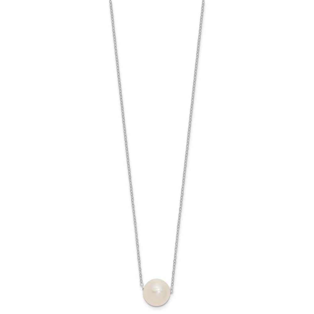 14K White Gold 10-11mm White Round Cultured Pearl 17 inch Necklace