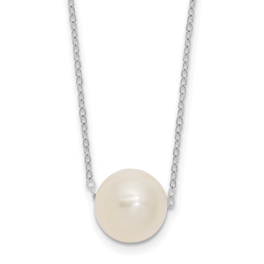 14K White Gold 10-11mm White Round Cultured Pearl 17 inch Necklace