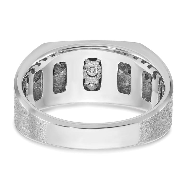 14k White Gold 10.42 mm with Black and White Diamond Men's Ring