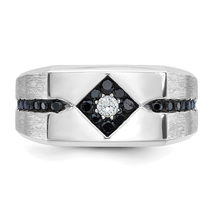 14k White Gold 10.42 mm with Black and White Diamond Men's Ring