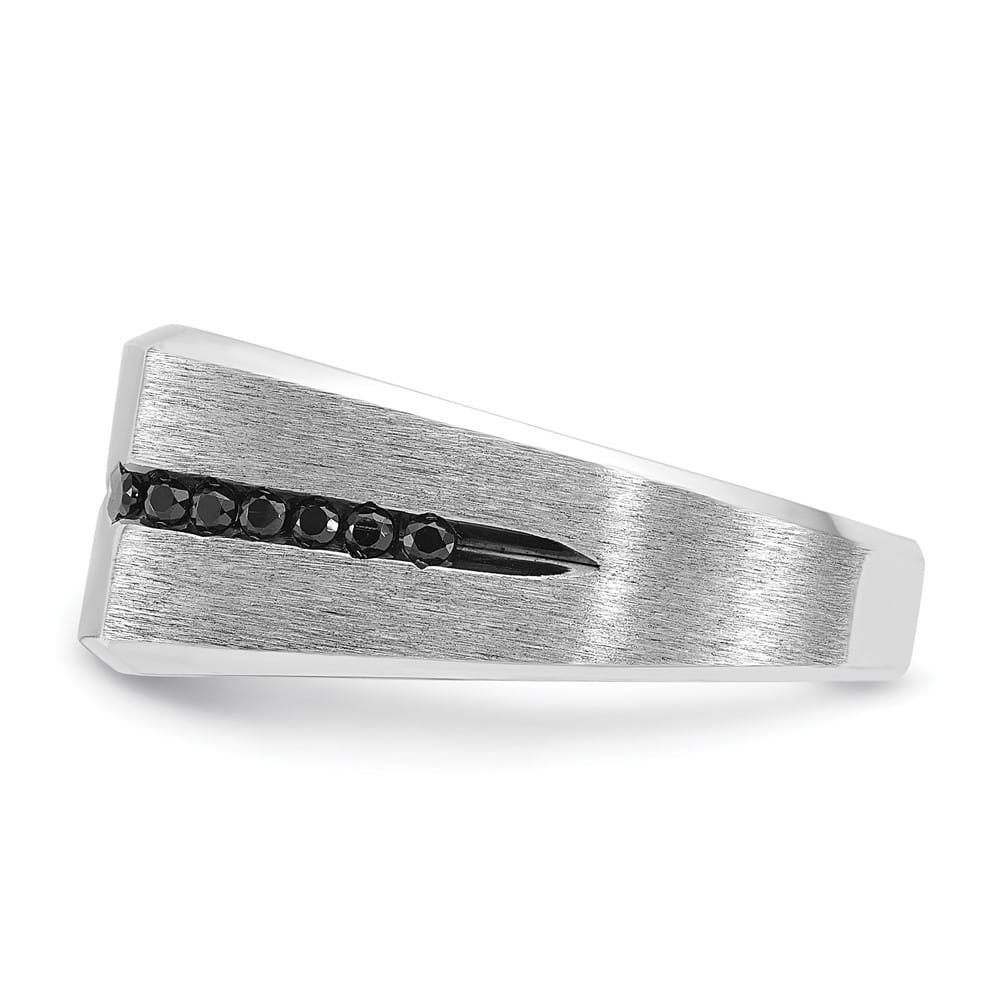 14k White Gold 10.42 mm with Black and White Diamond Men's Ring