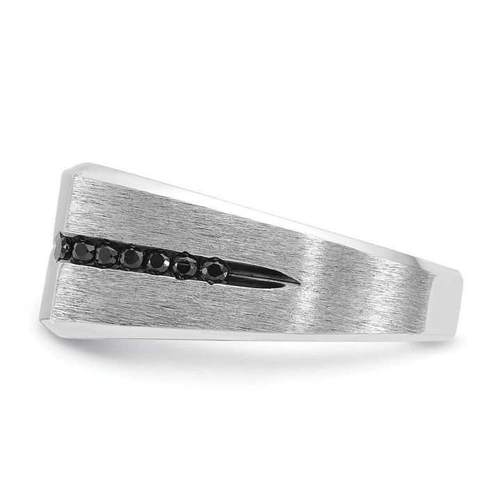 14k White Gold 10.42 mm with Black and White Diamond Men's Ring
