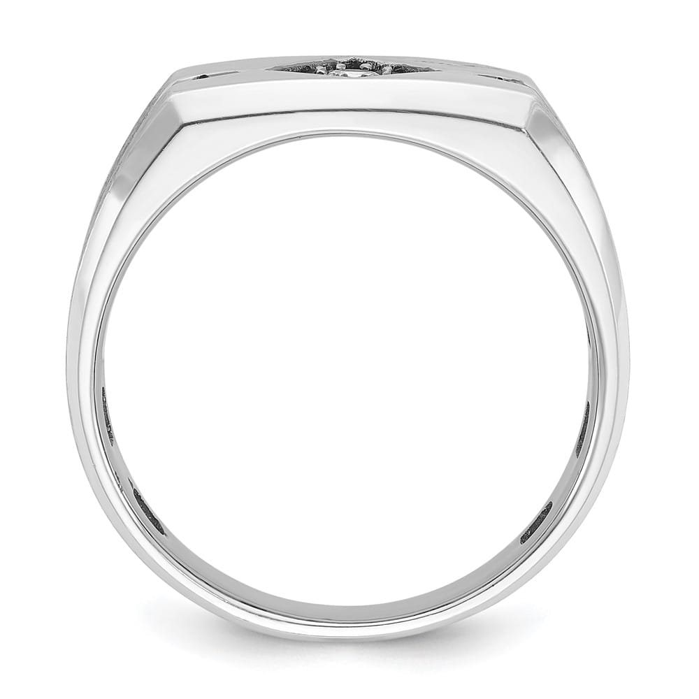 14k White Gold 10.42 mm with Black and White Diamond Men's Ring
