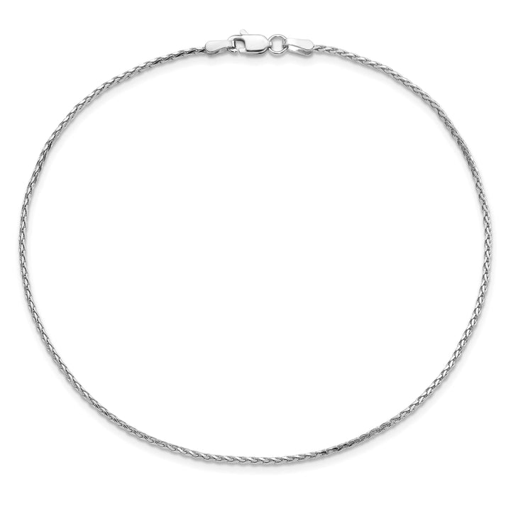 14K White Gold 10 inch 1.5mm D.C. Parisian Wheat Anklet