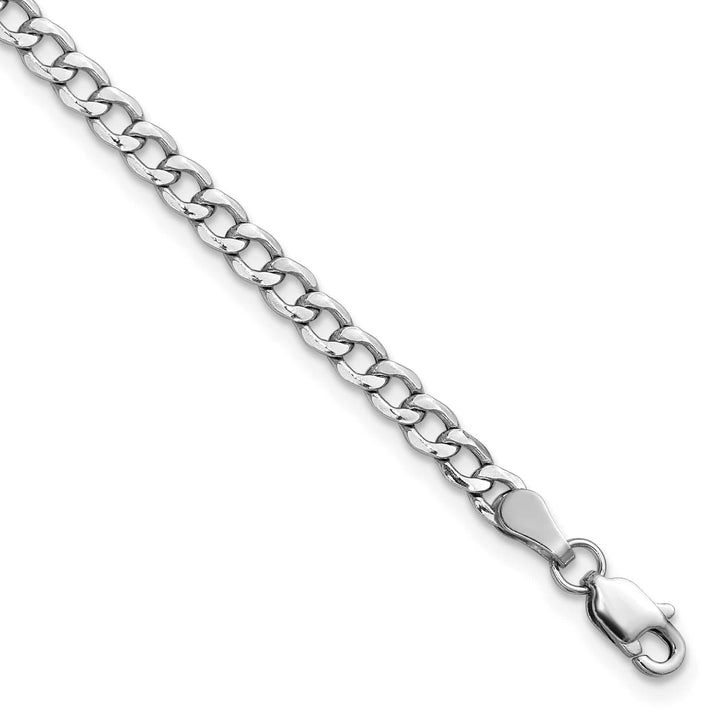 14K White Gold 10 inch 3.35mm Semi-Solid Curb Anklet