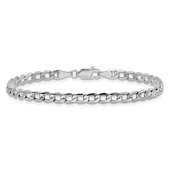 14K White Gold 10 inch 3.35mm Semi-Solid Curb Anklet