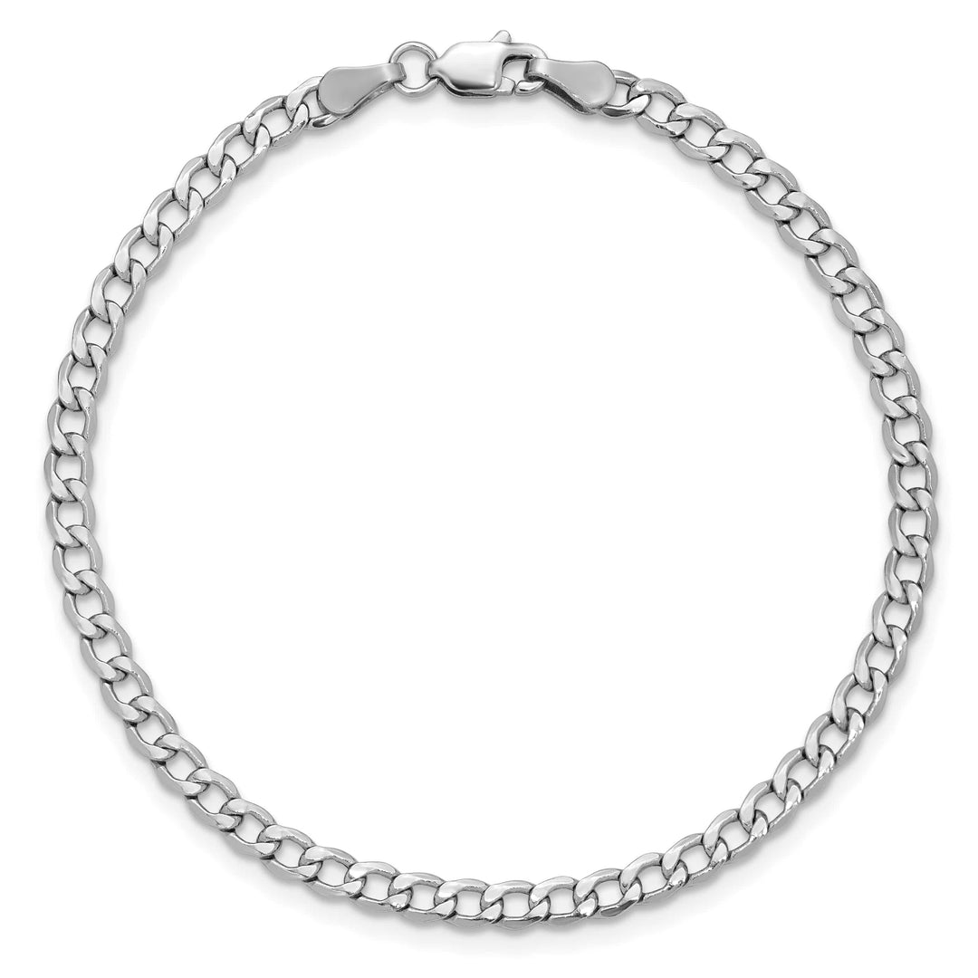 14K White Gold 10 inch 3.35mm Semi-Solid Curb Anklet