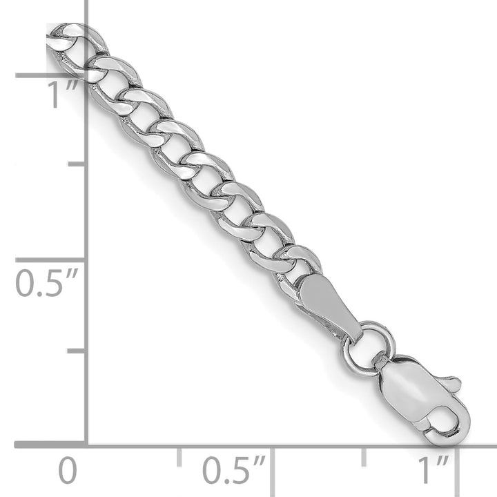 14K White Gold 10 inch 3.35mm Semi-Solid Curb Anklet