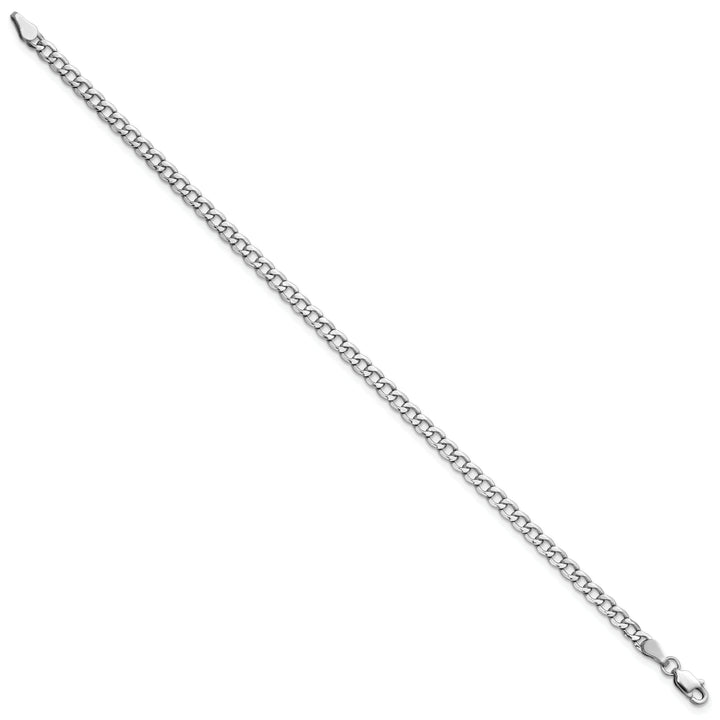 14K White Gold 10 inch 3.35mm Semi-Solid Curb Anklet