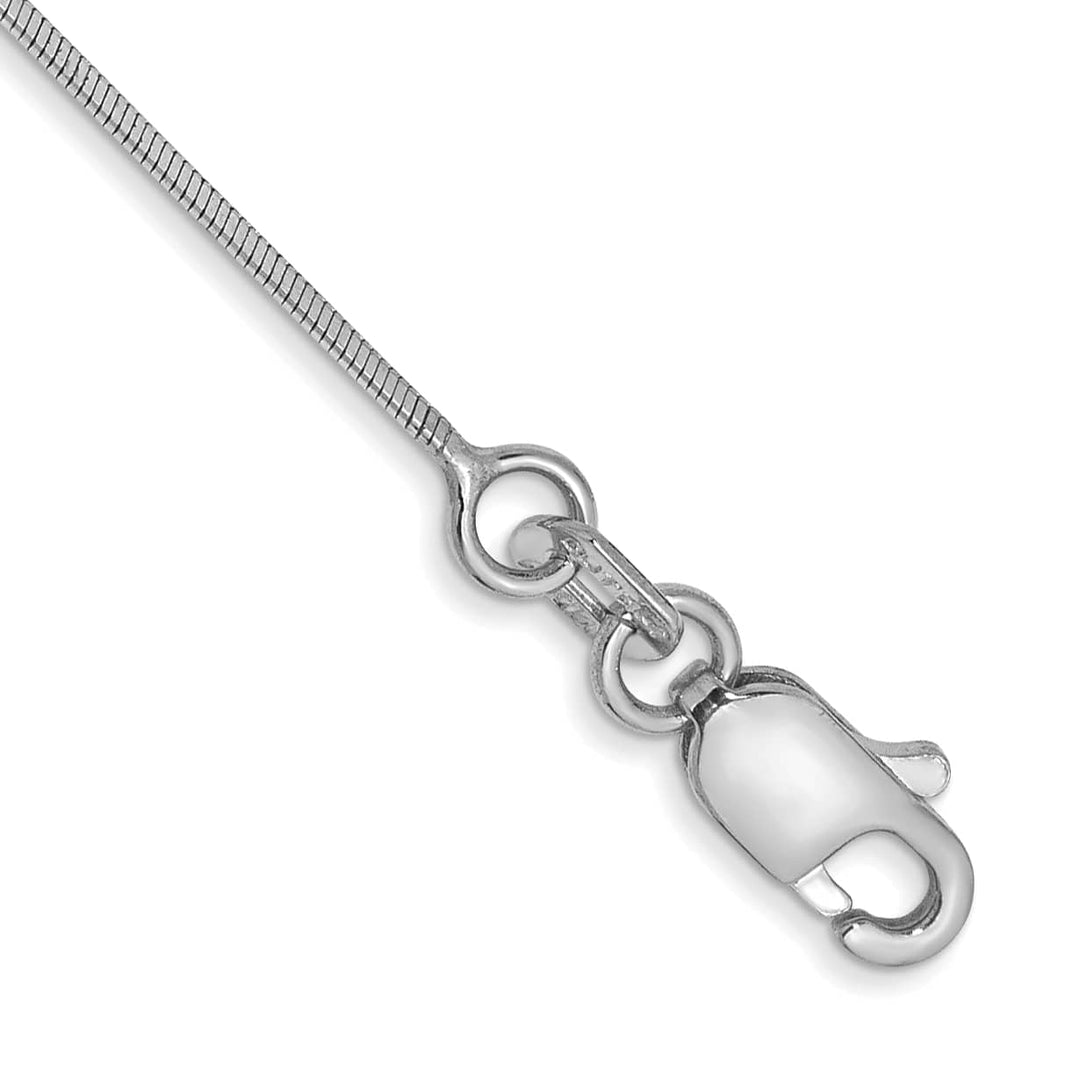 14K White Gold 10 inch .6mm Octagonal Snake Anklet