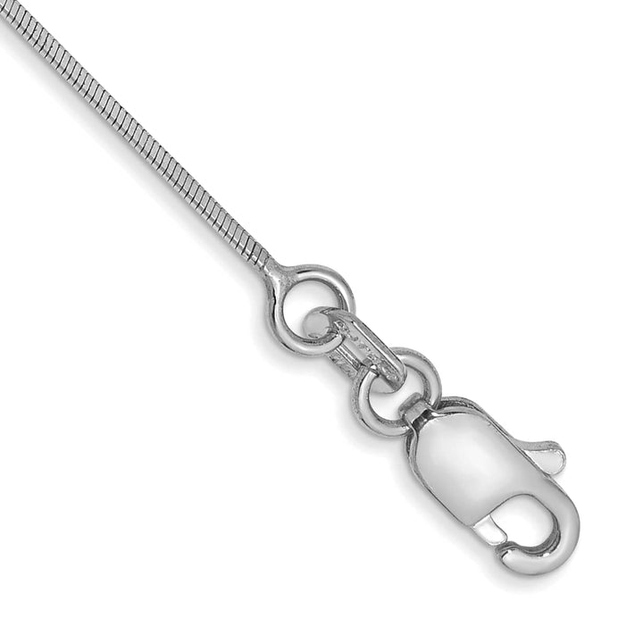 14K White Gold 10 inch .6mm Octagonal Snake Anklet