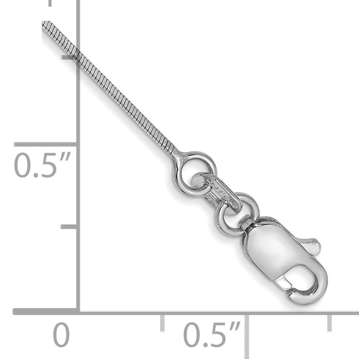 14K White Gold 10 inch .6mm Octagonal Snake Anklet