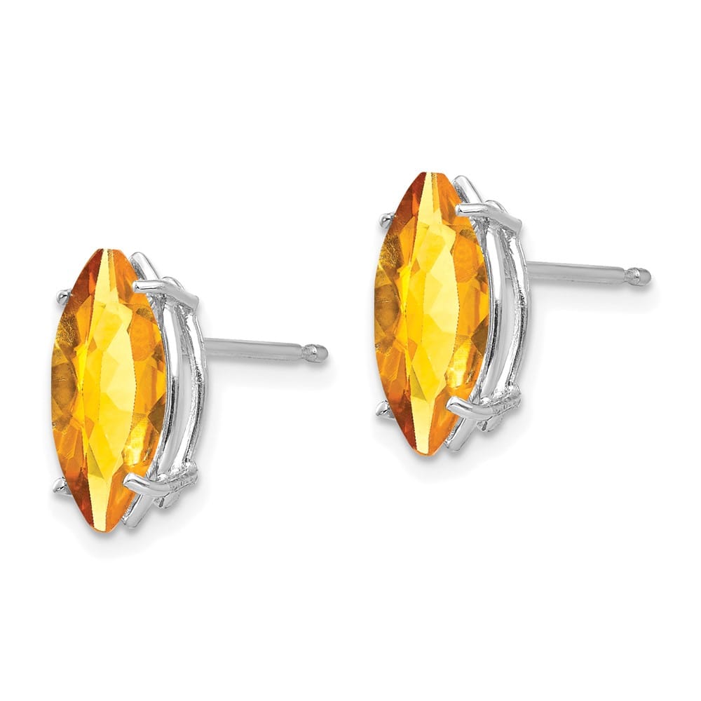 14K White Gold 10x5mm Marquise Post Earrings, view 2 of 8