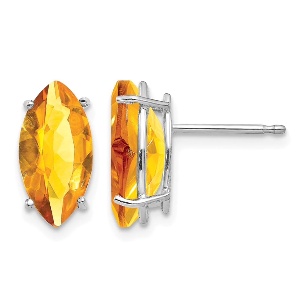 14K White Gold 10x5mm Marquise Post Earrings, view 1 of 8