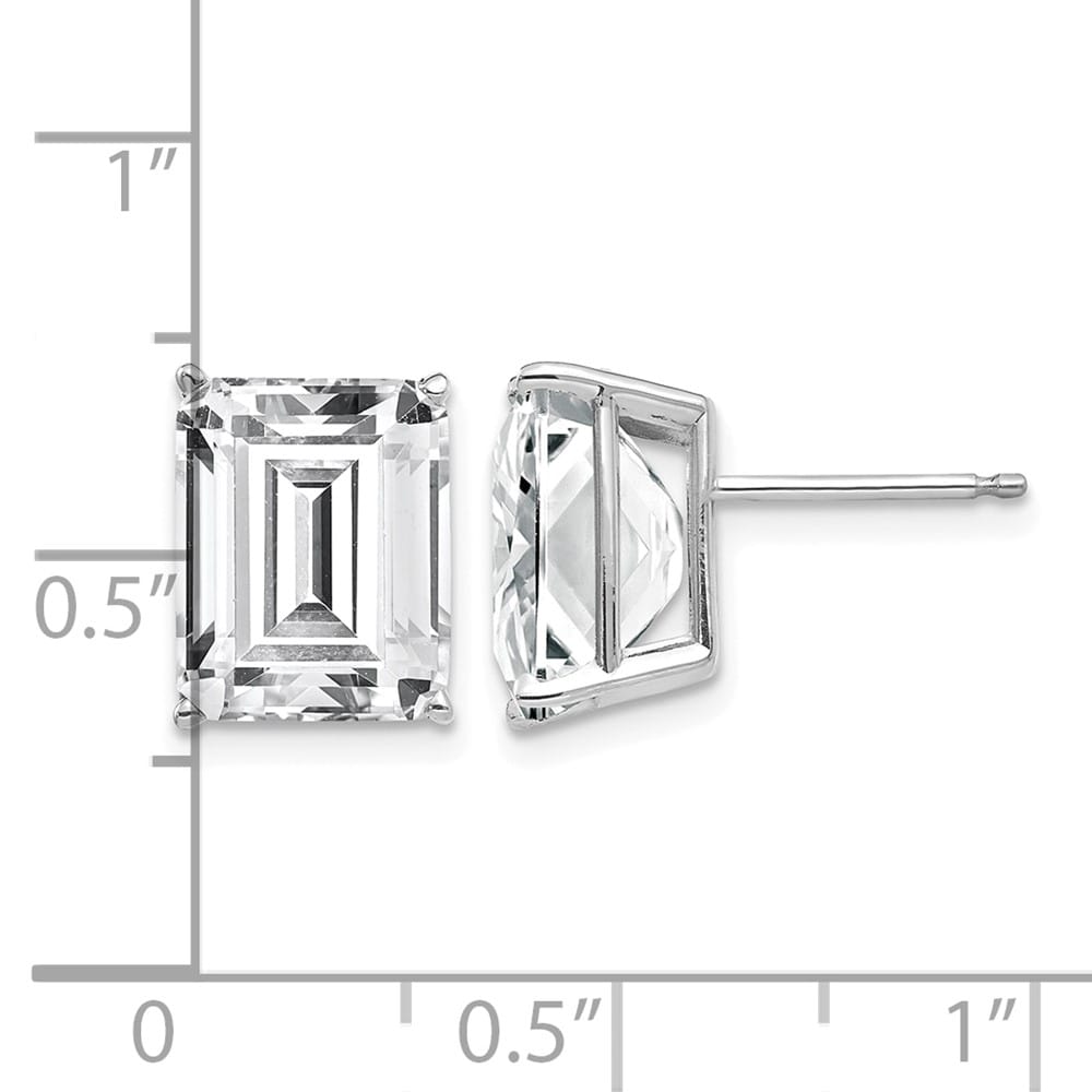 14K White Gold 10x8mm Emerald-Cut Cubic Zirconia Post Earrings, view 4 of 4