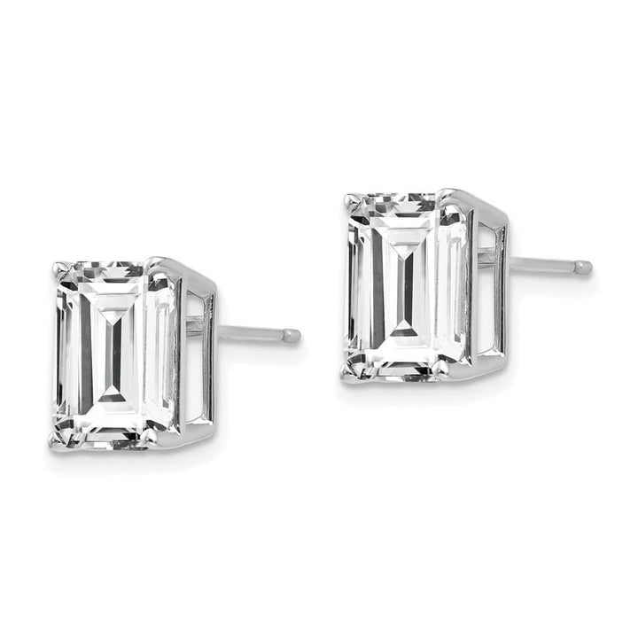 14K White Gold 10x8mm Emerald-Cut Cubic Zirconia Post Earrings, view 2 of 4