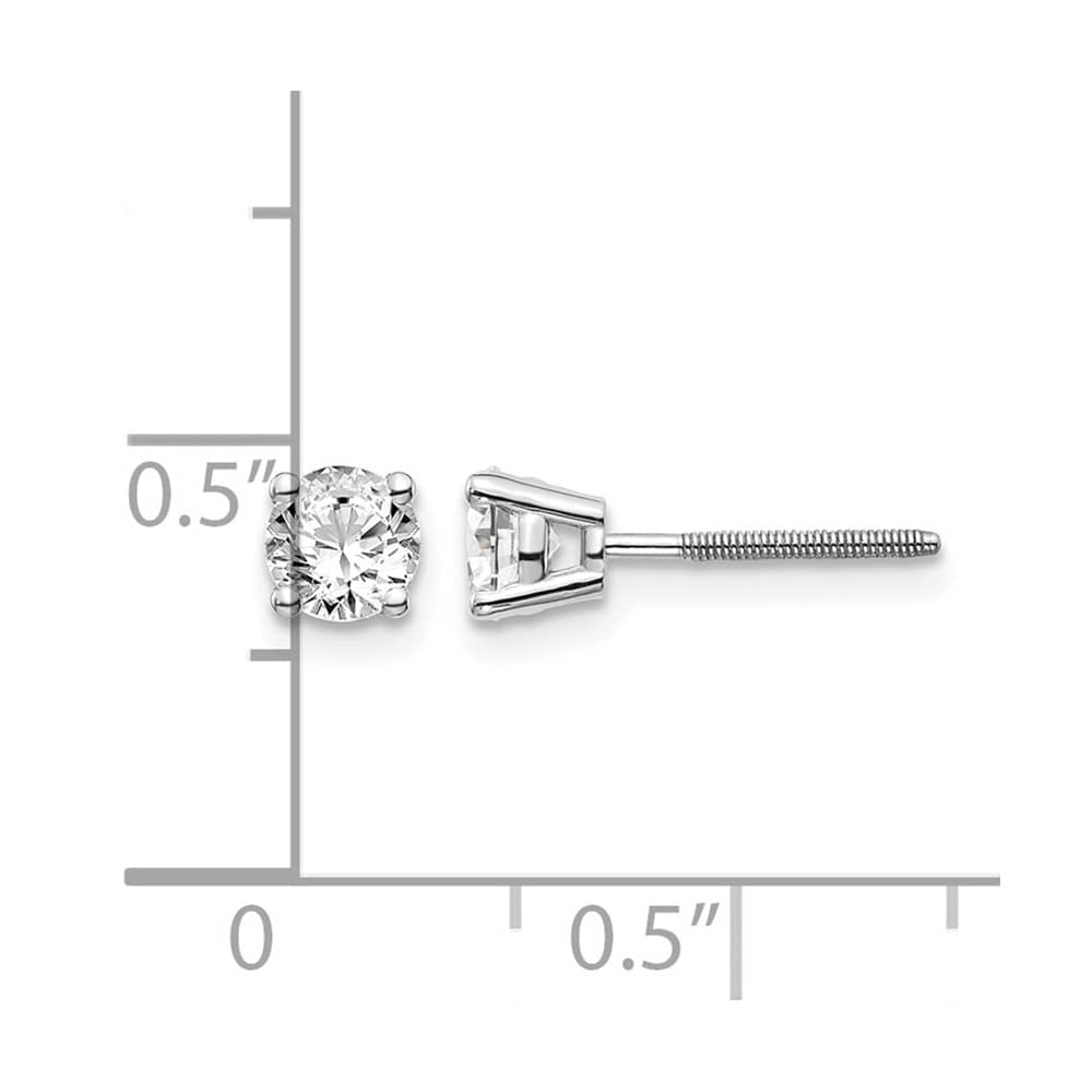 14K White Gold 11/16 ct SI3 G-I Diamond Screw Back Stud Earrings