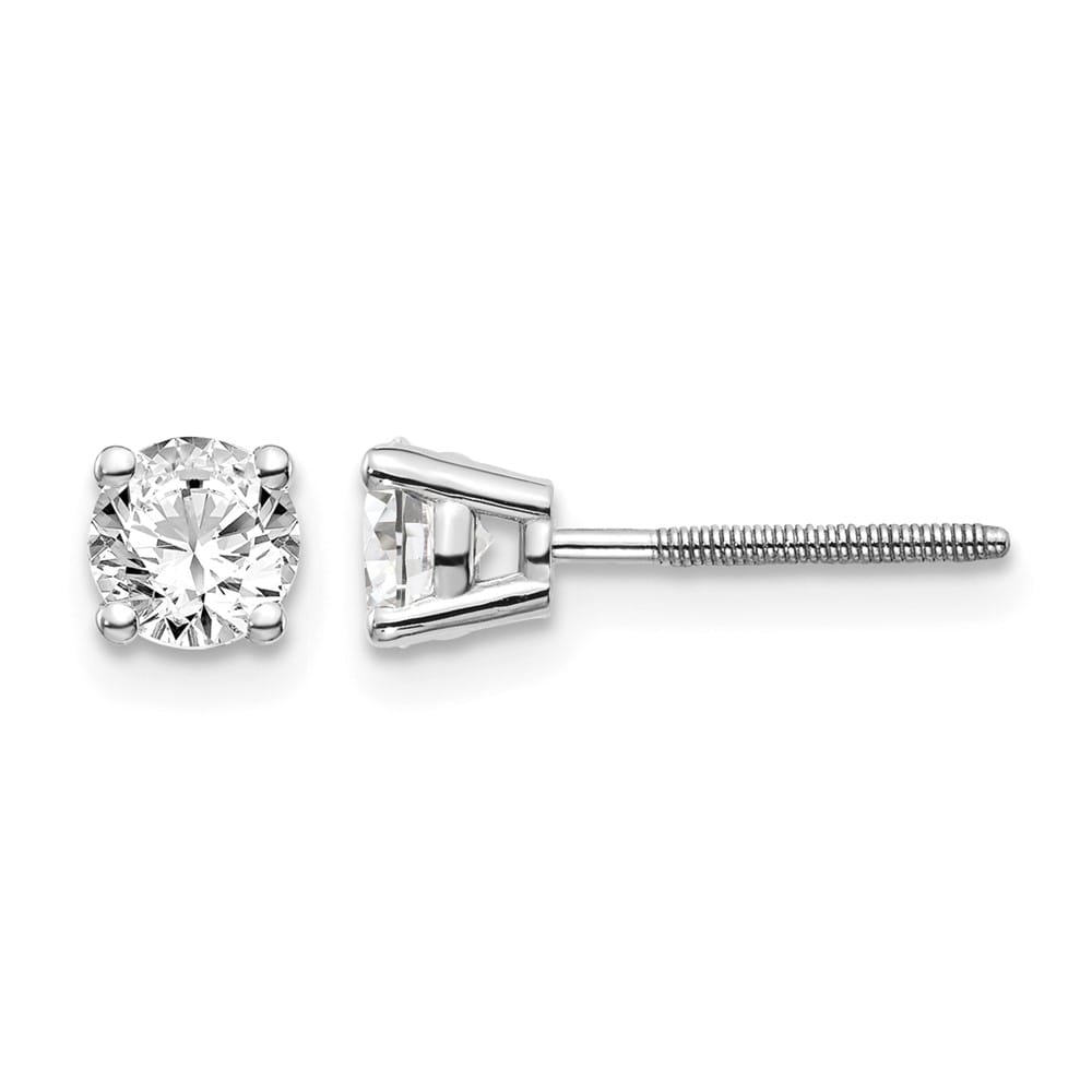 14K White Gold 11/16 ct SI3 G-I Diamond Screw Back Stud Earrings