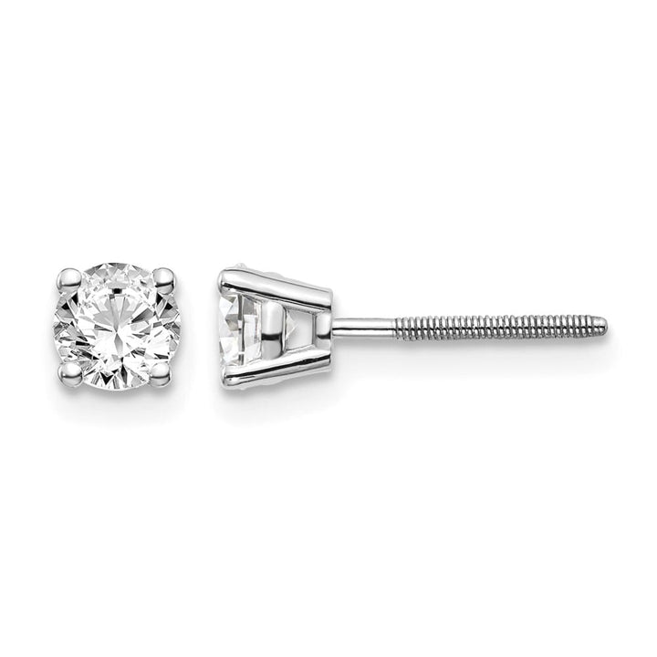 14K White Gold 11/16 ct SI3 G-I Diamond Screw Back Stud Earrings