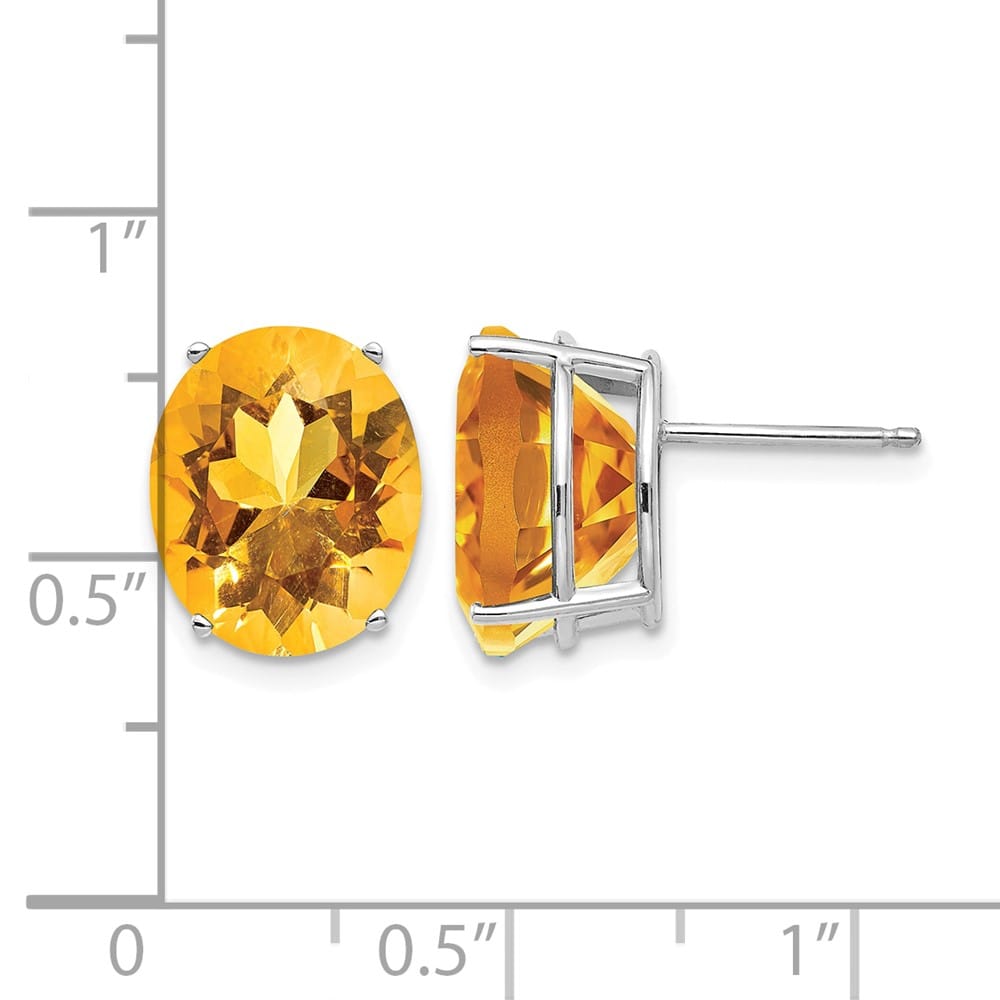 14K White Gold 12x10mm Oval Citrine Post Earrings, view 4 of 4
