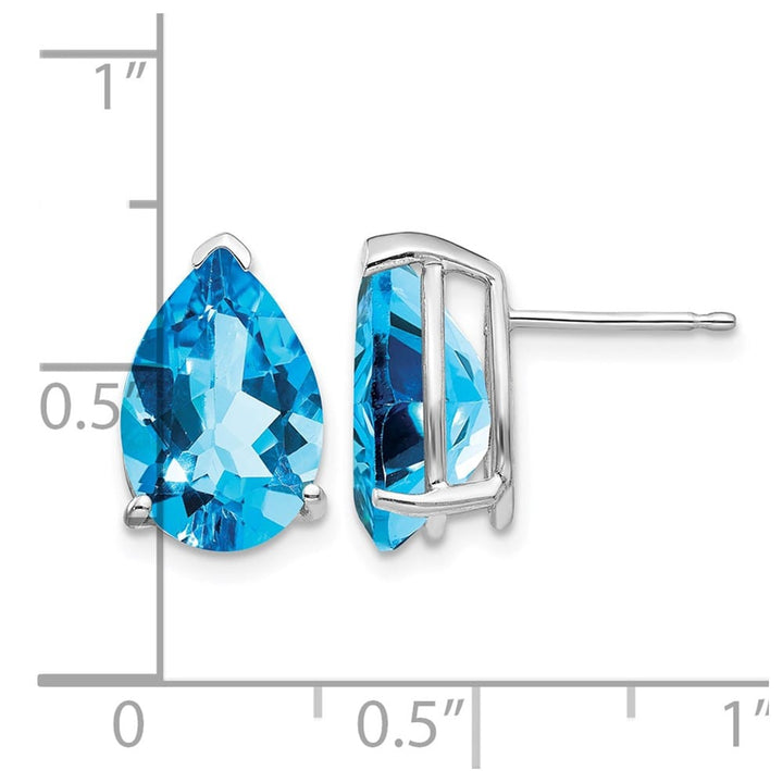 14K White Gold 12x8mm Pear Blue Topaz Post Earrings, view 4 of 4