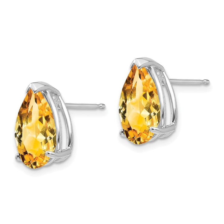 14K White Gold 12x8mm Pear Citrine Stud Earrings, view 2 of 4