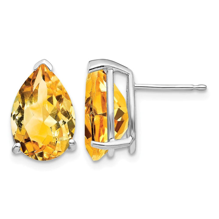 14K White Gold 12x8mm Pear Citrine Stud Earrings, view 1 of 4