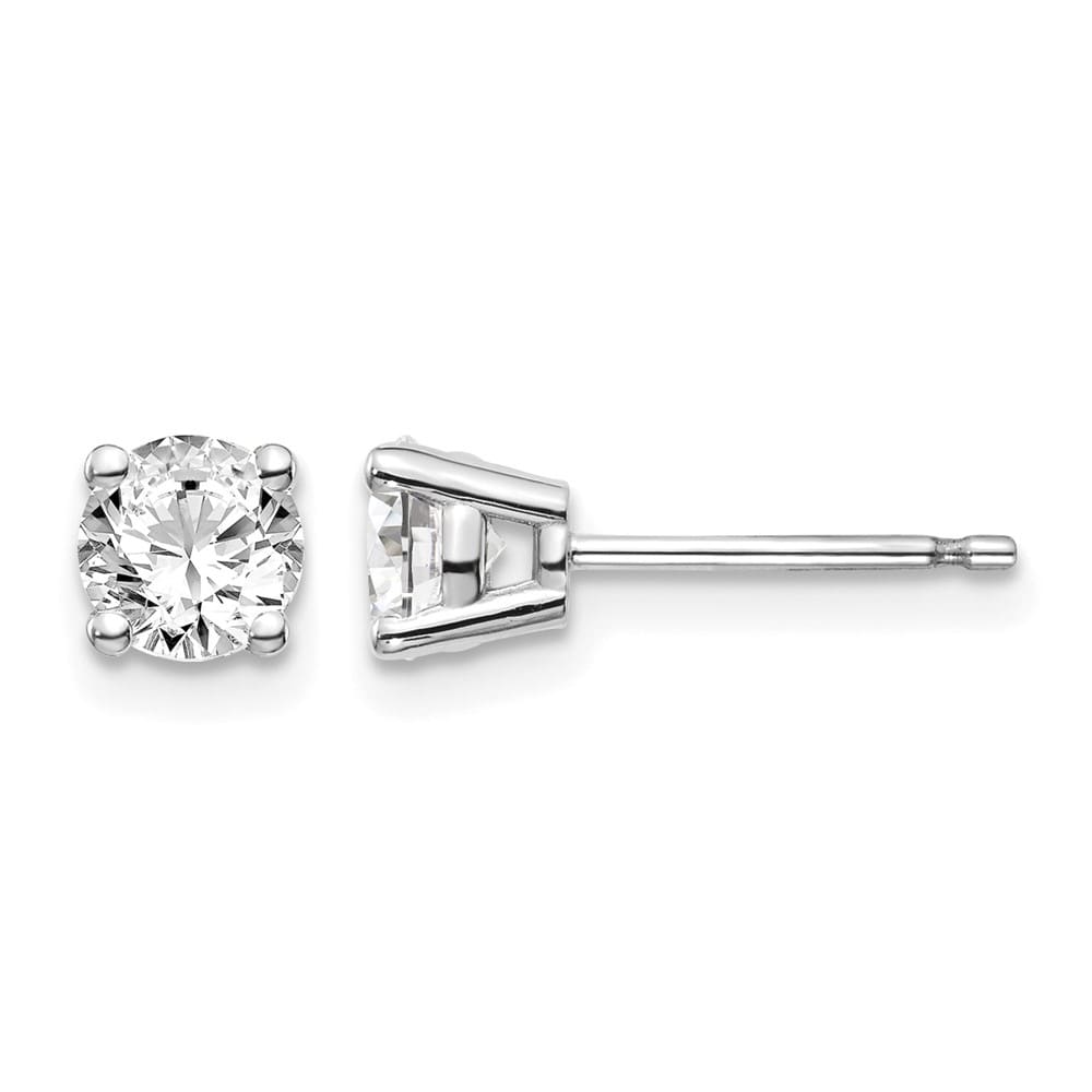14K White Gold 15/16 ct I1 J-K Diamond Push Back Stud Earrings