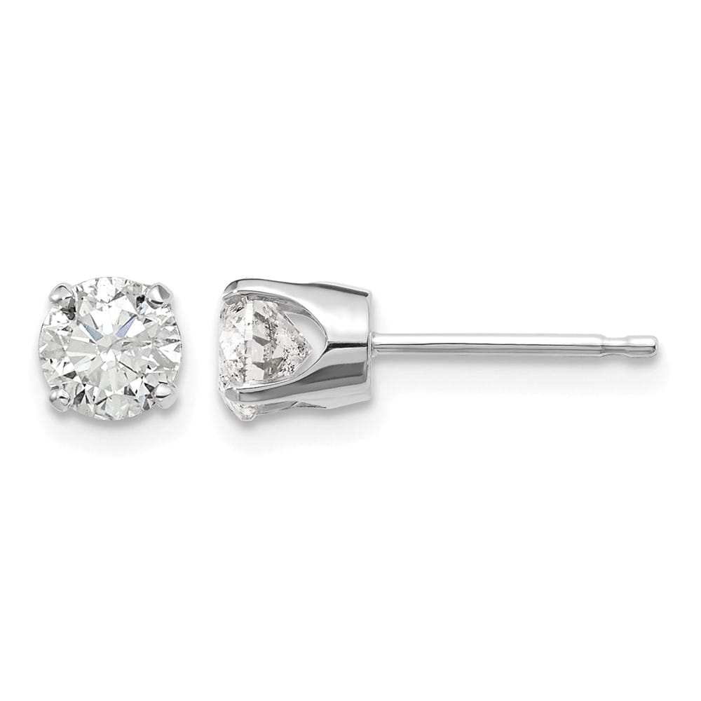 14K White Gold 15/16 ct I2 K-L Diamond Push Back Stud Earrings