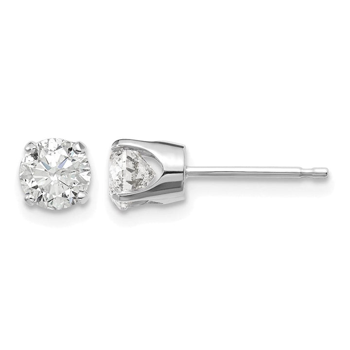 14K White Gold 15/16 ct I2 K-L Diamond Push Back Stud Earrings
