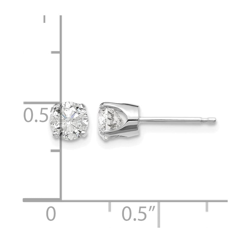 14K White Gold 15/16 ct I2 K-L Diamond Push Back Stud Earrings