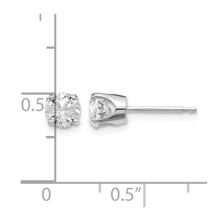 14K White Gold 15/16 ct I2 K-L Diamond Push Back Stud Earrings