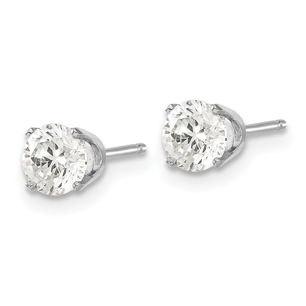 14K White Gold 15/16 ct I2 K-L Diamond Push Back Stud Earrings