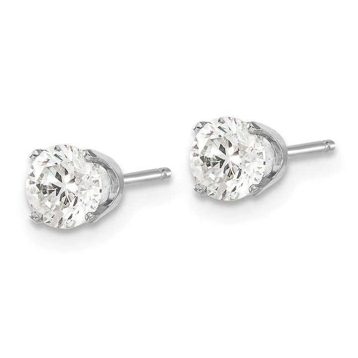 14K White Gold 15/16 ct I2 K-L Diamond Push Back Stud Earrings