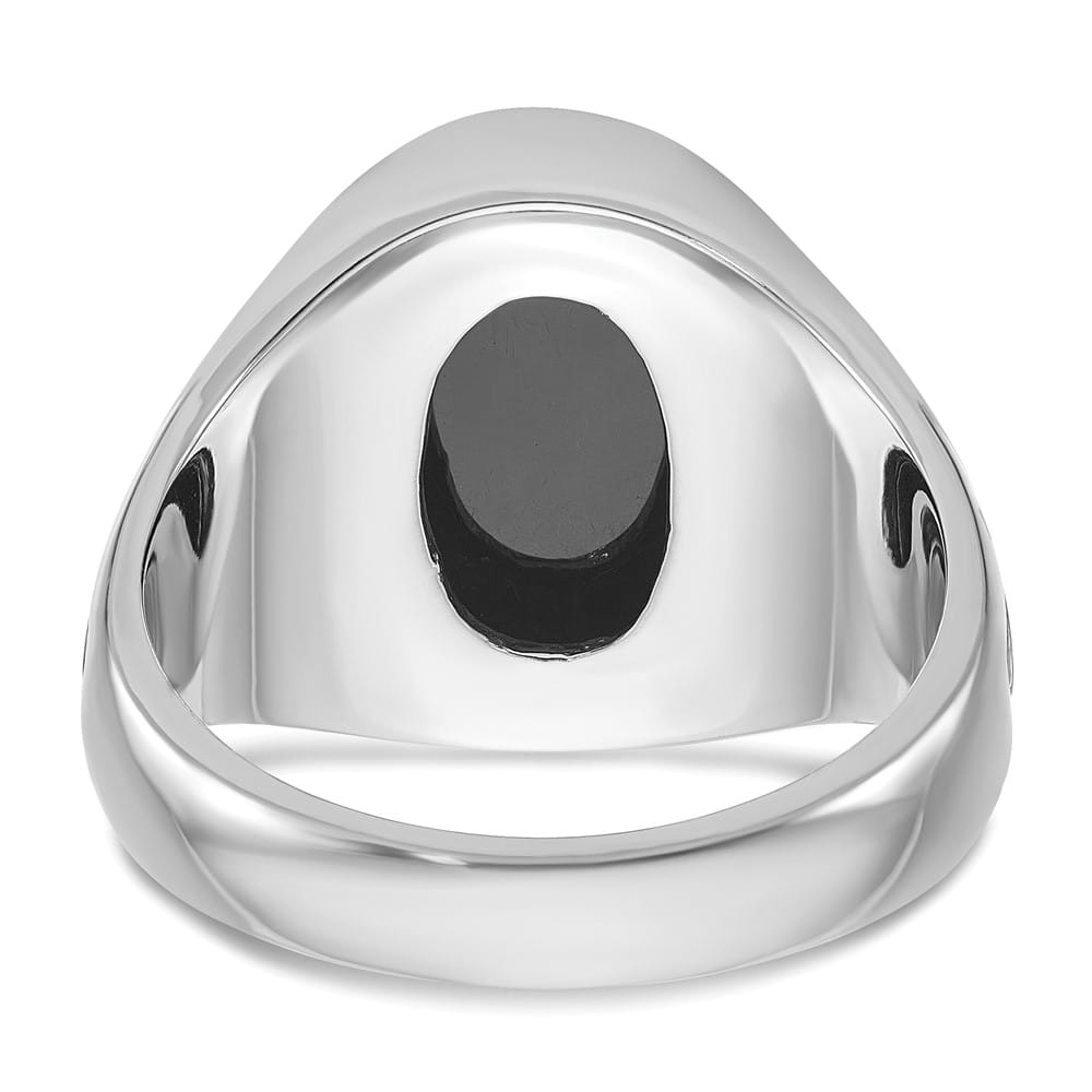 14k White Gold 15.67 mm Oval Onyx Men's Ring