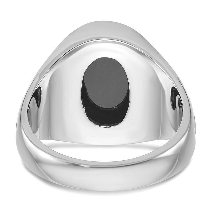 14k White Gold 15.67 mm Oval Onyx Men's Ring