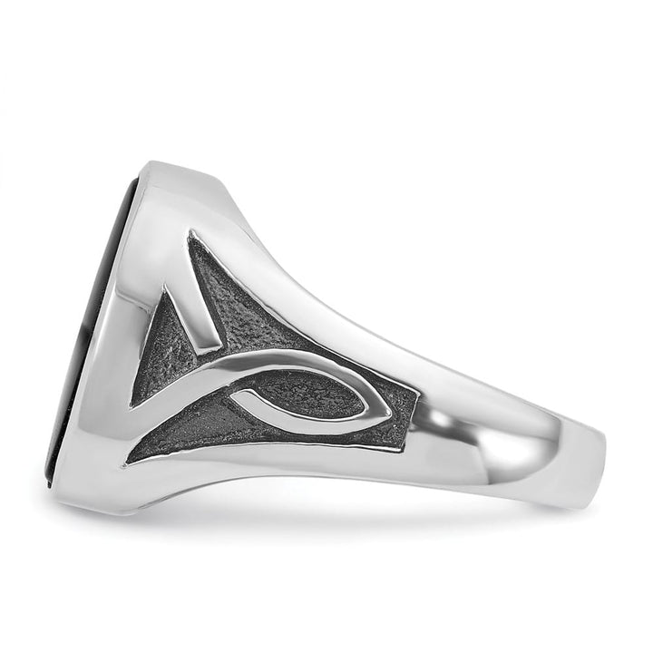 14k White Gold 15.67 mm Oval Onyx Men's Ring